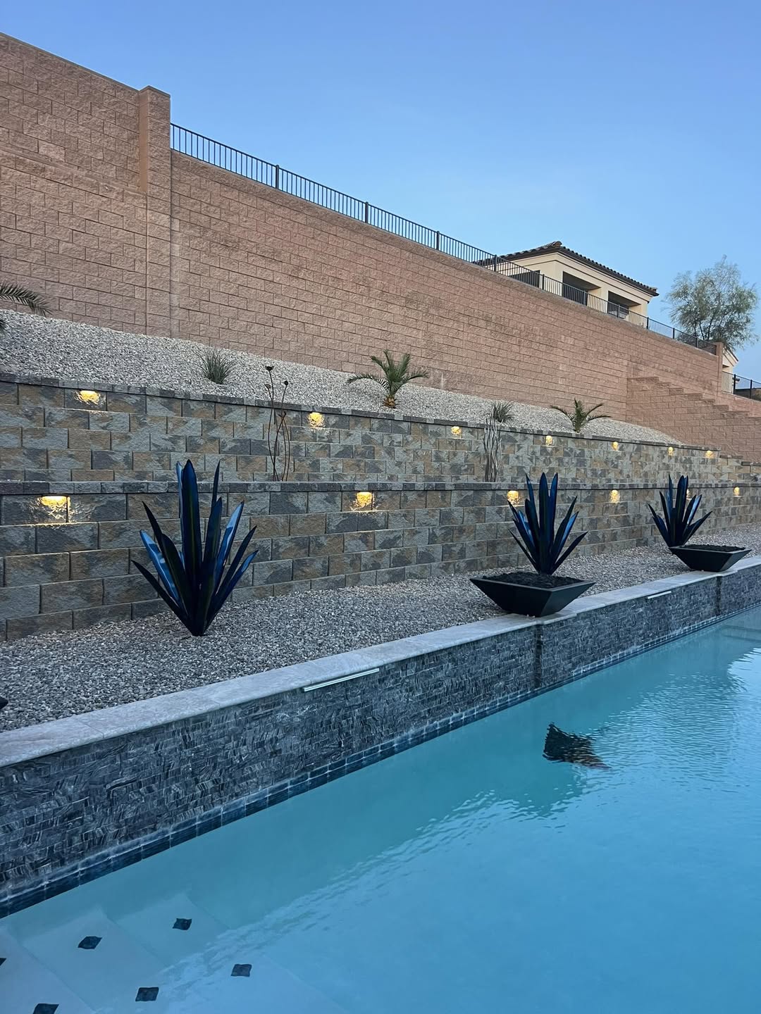 Poolside Retaining Wall by Havasu Pavers in Lake Havasu City